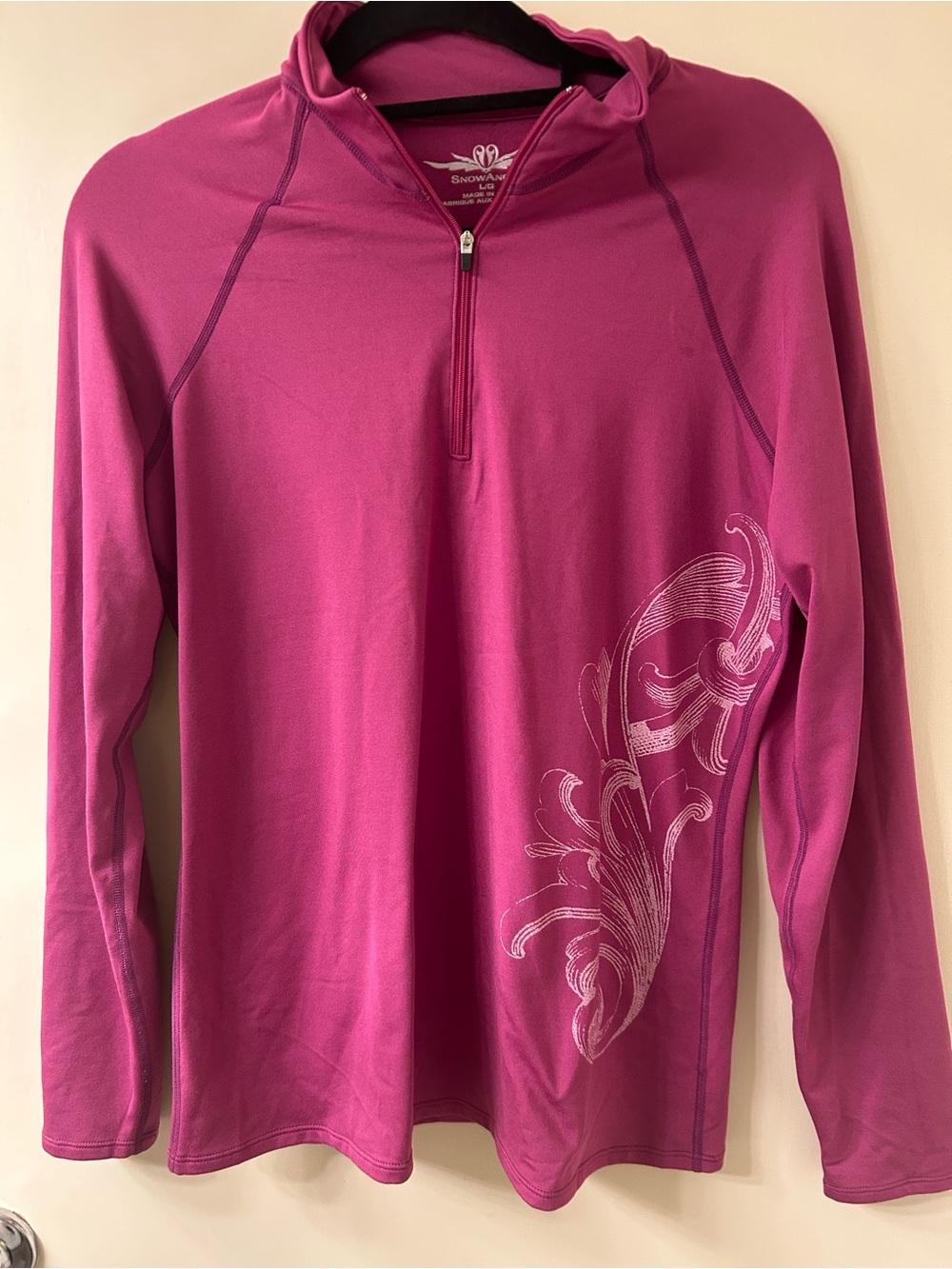 Snow Angel Chami Fleece Quarter Zip Pullover Layer Winter Ski snowboarding Sz L